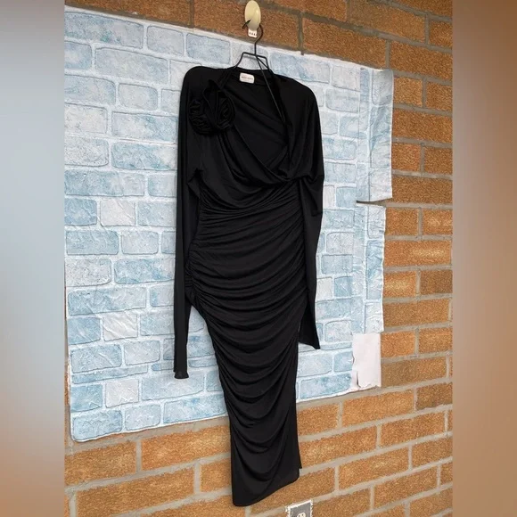 MAGDA BUTRYM Jersey Midi Dress With 3d Flower Applique size 34/4